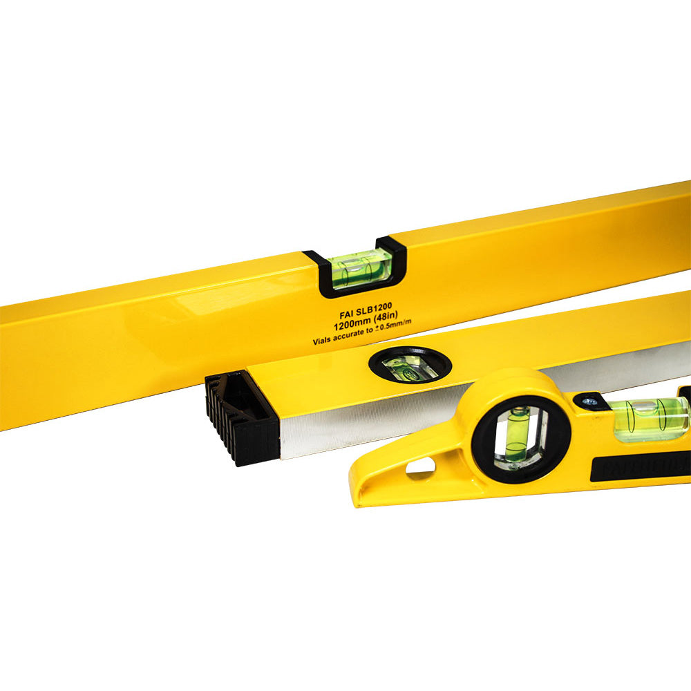 Faithfull 3 Piece Spirit Level Set 120cm 60cm and 24cm Torpedo Level | XMS23LEVSET3