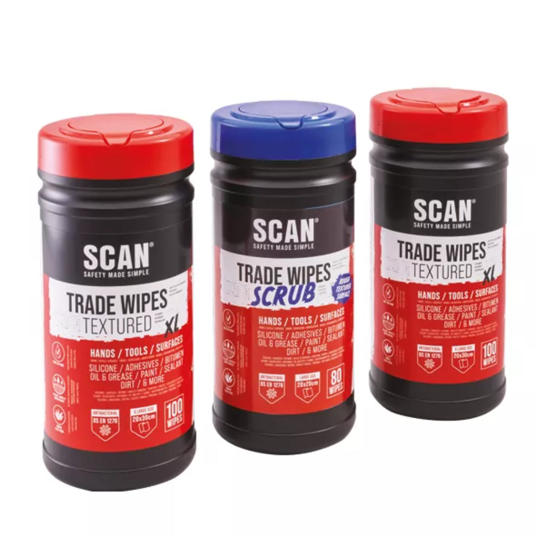 Scan Heavy Duty Trade Wipes x2 100 Tub x1 Textured 80 Tub ESW100 12 | XMS24WIPES