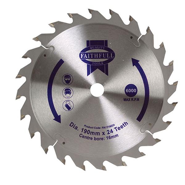 Faithfull TCT Circular Circ Saw Blade 190 x 16mm x 24T POS | FAIZ19024