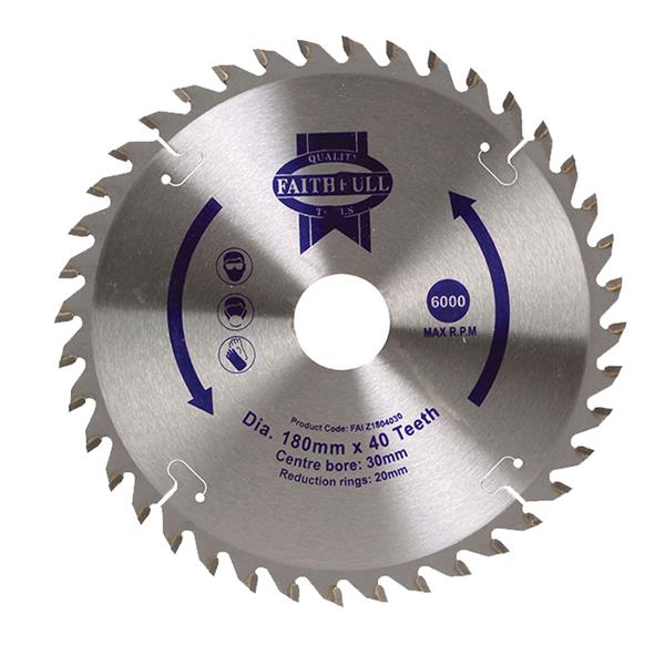 Faithfull TCT Circular Circ Saw Blade 180 x 30mm x 40T POS | FAIZ18040