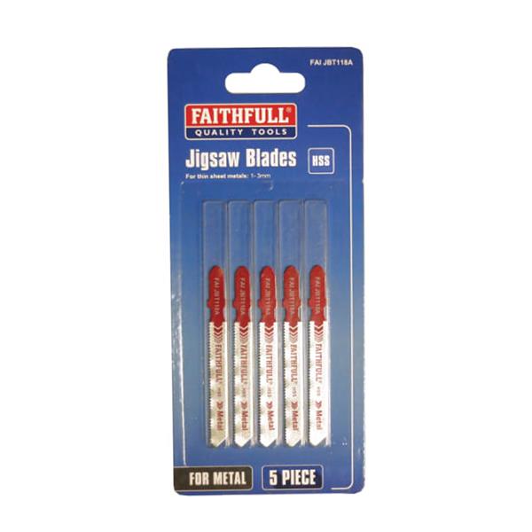 Faithfull T118A Metal Jigsaw Blades Pack of 5 HSS | Heavins