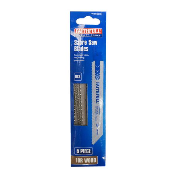 Faithfull S811H Sabre Saw Blade Wood 150mm 10 TPI 5 Pack