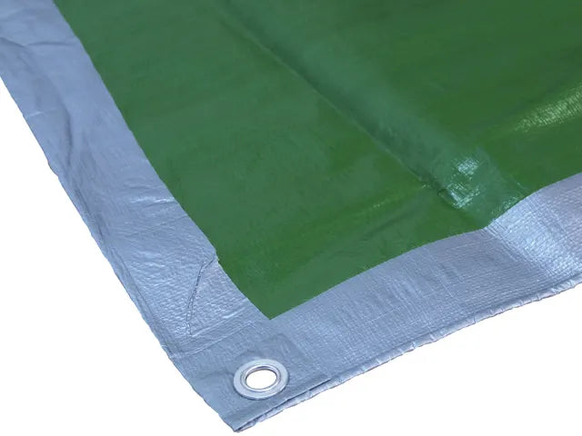 Faithfull Tarpaulin Green/Silver 5.4 Metre x 3.6 Metre ( 18ft x 12ft ) 80gsm | FAITARP1812