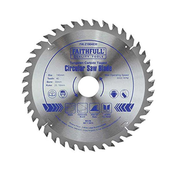 Faithfull TCT Circular Saw Blade 190 x 30mm x 40T POS | FAIZ1904030