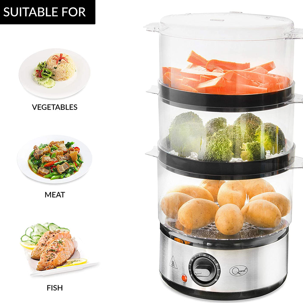 Quest 3 Tier Compact food Steamer 7.2 Litre Capacity | 35220