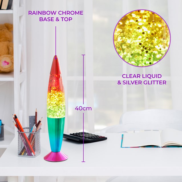 Global Gizmos Glitter Lava Lamp 16 Inch - Rainbow | 48639