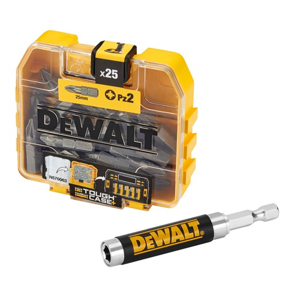 Dewalt DT7156 Torsion Bits PZ2 x 25mm (Tic Tac Box 25) + Holder | DEWDT71560QZ