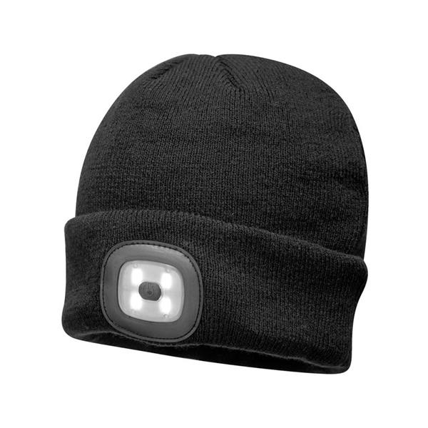 Portwest LED Rechargeable Headlight Beanie Black 150lm