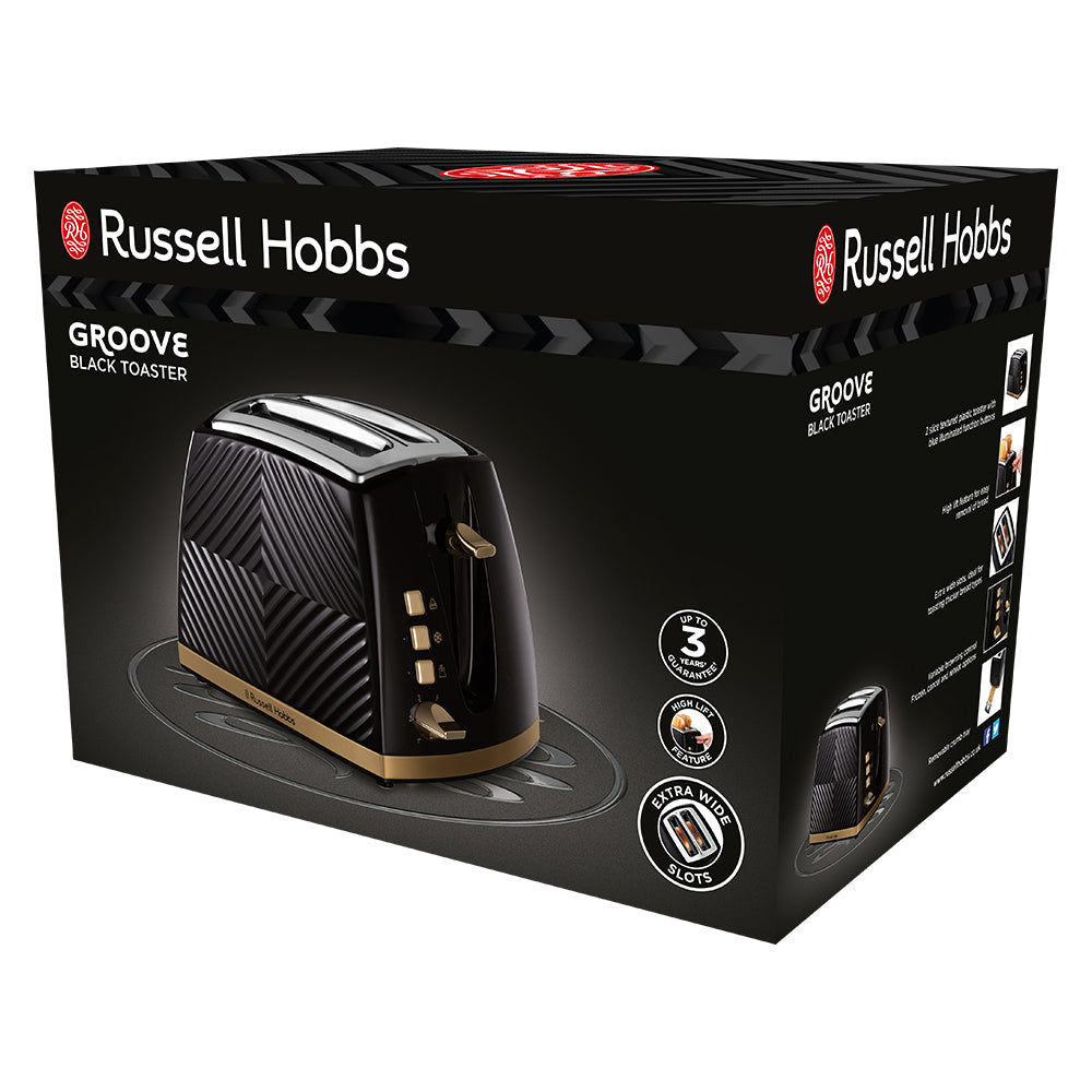 Russell Hobbs Groove 2 Slice Toaster - Black | 26390
