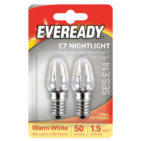 Eveready Spare Night Light Replacement Bulb 7w E14 2 Pack | 1719-28