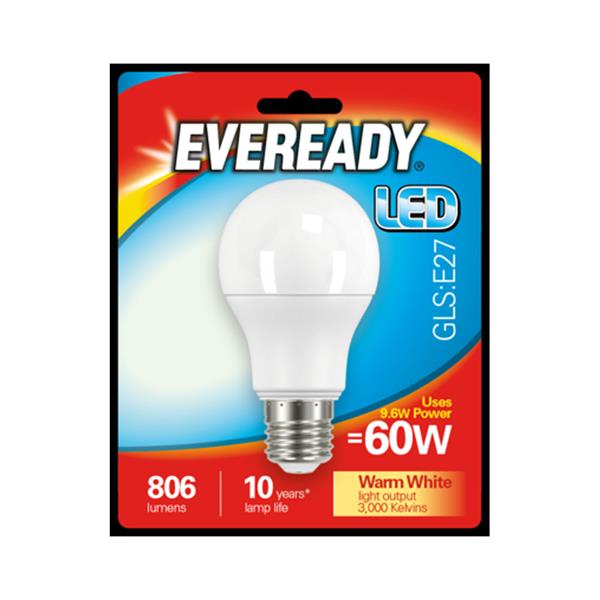 Eveready 9.6W E27 GLS LED Bulb | 60W Replacement 820lm