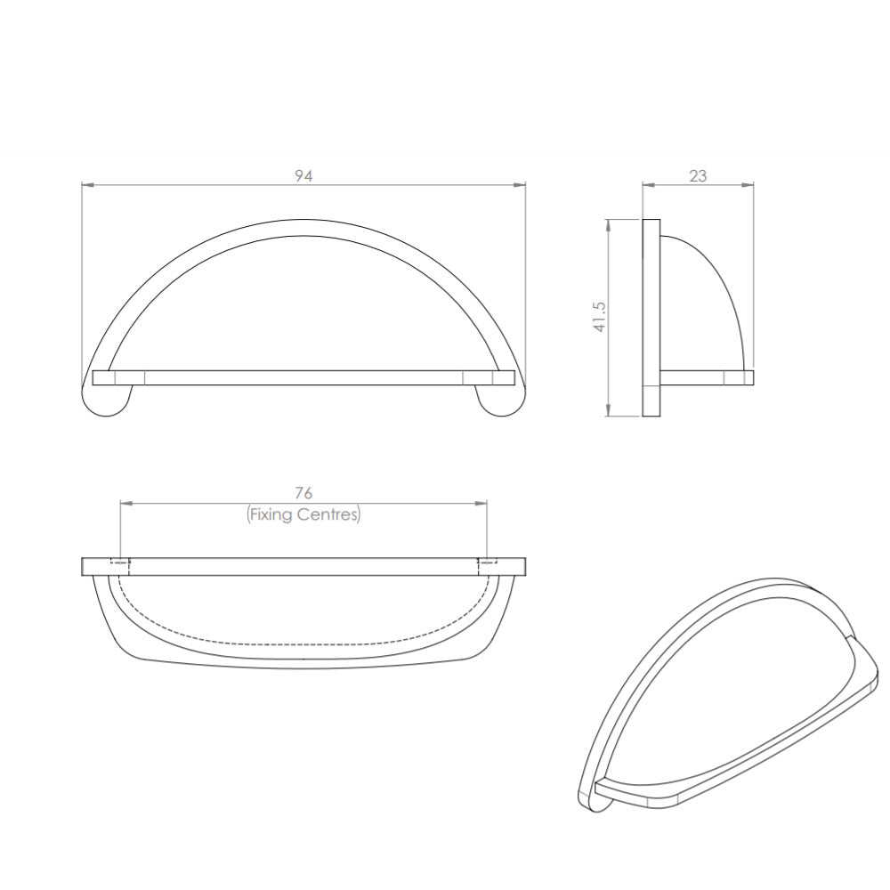 Oxford Cup Cabinet Handle 76mm Satin Nickel | 0901110