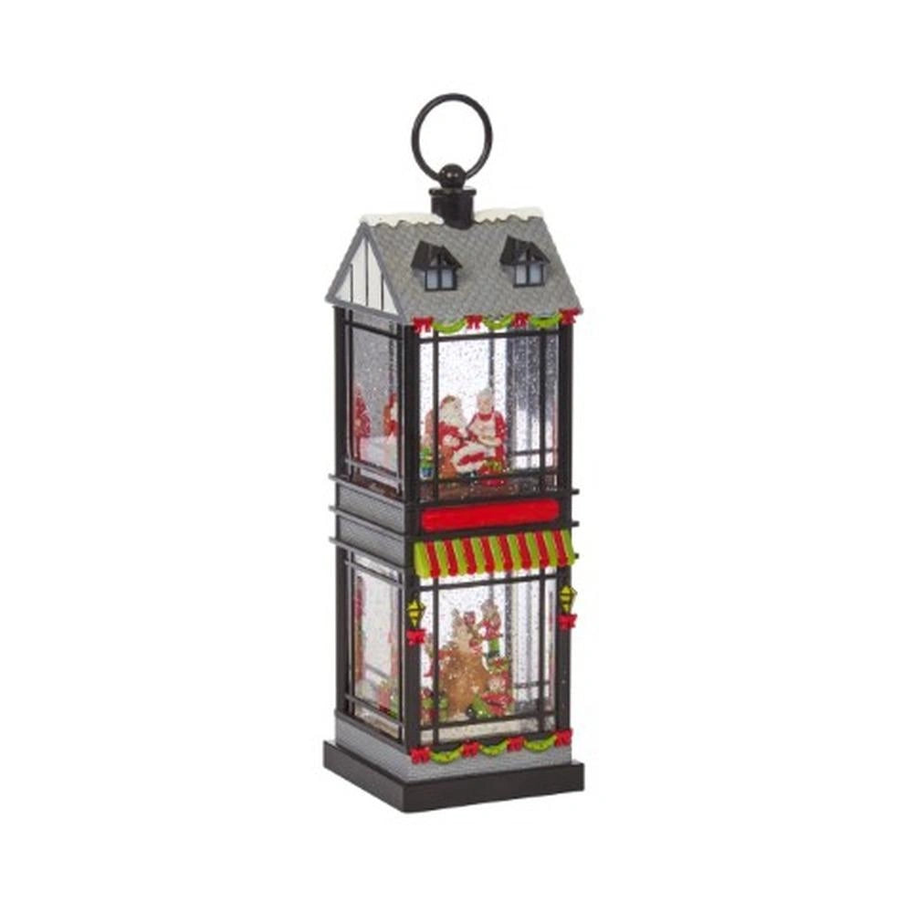 Decorative lantern with Christmas scene on a white background