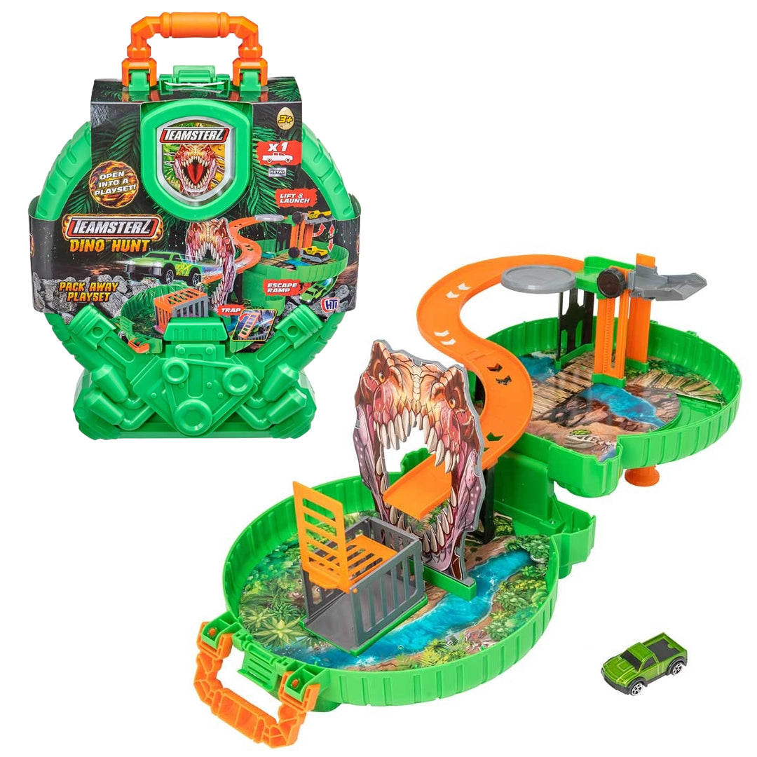 Teamsterz Dino Hunt Packaway Wheel Playset with Car | 1415005.EX