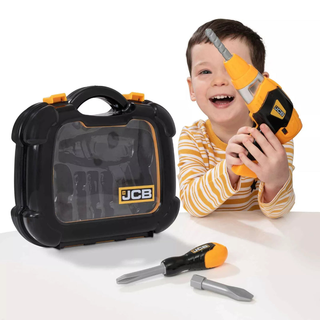 JCB Toolcase and Battery Operated Drill Kids Tool Kit | 1415693.EX