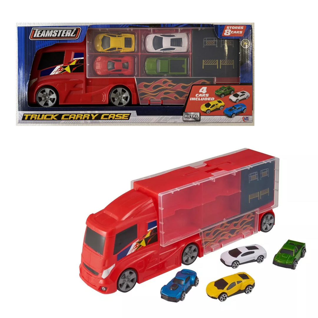 Teamsterz Truck Lorry Case with 4 Cars - Red | 1416803.EX