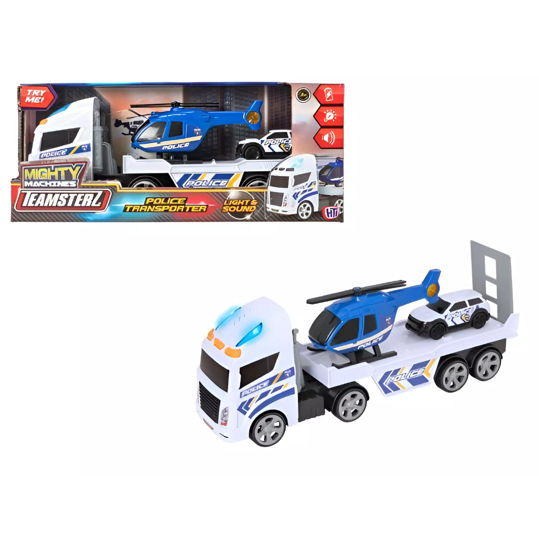 Teamsterz Lights and Sounds Police Helicopter Transporter Toy | 1417350.EX