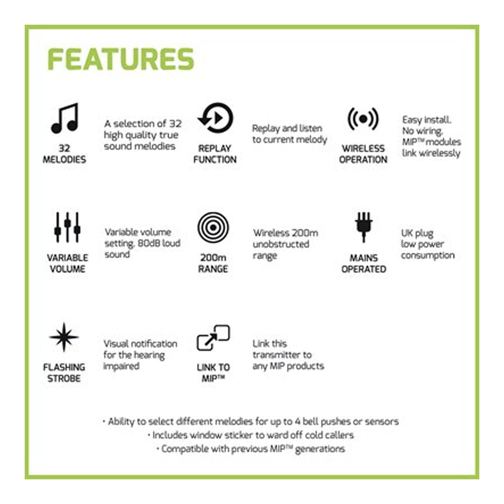 Lloytron Plug In Door Bell Chime - Black | 1831-28