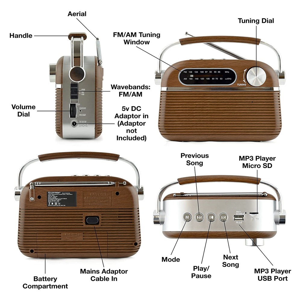 Lloytron Vintage Radio Wood Effect | PP6403