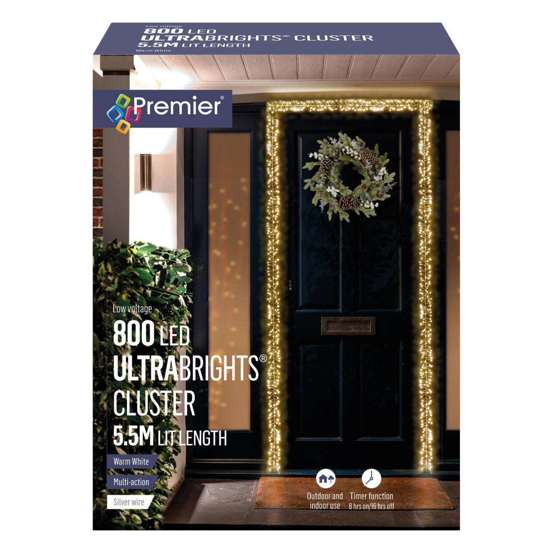 Premier 800 Low Voltage LED Multi-Action Ultrabrights Door Garland Cluster - Warm White | LV191441WW