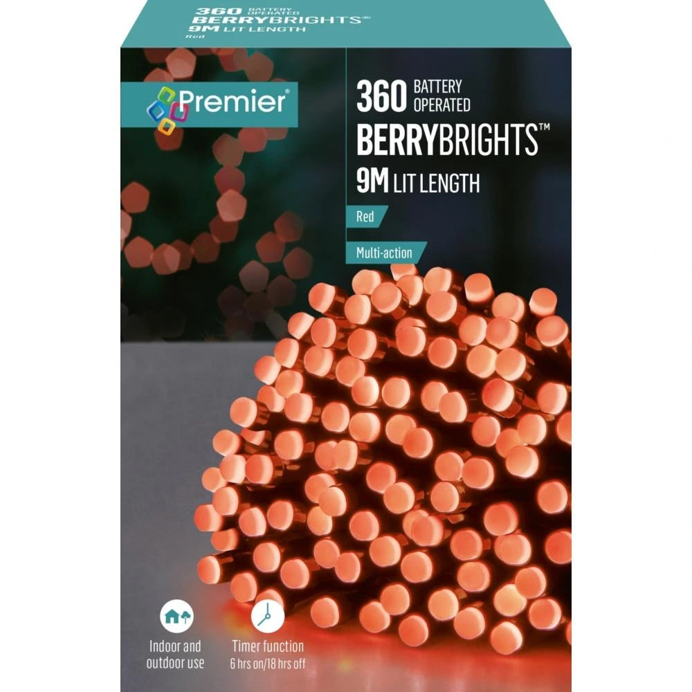 Premier 360 Multi-Action LED BerryBrights Chrsitmas Lights - Red 