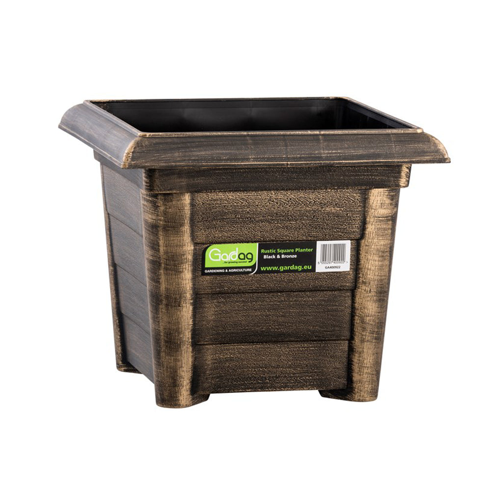 Gardag Rustic Square Planter Pot 27cm - Black & Bronze | GA400908