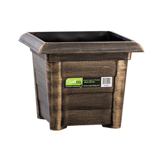 Gardag Rustic Square Planter Pot 27cm - Black & Bronze | GA400908