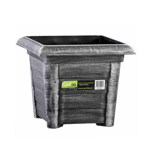 Gardag Rustic Square Planter 27cm Silver | Square Planters