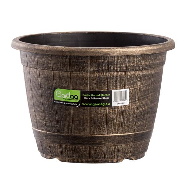 Gardag Rustic Round Planter 30cm Bronze | Round Planters