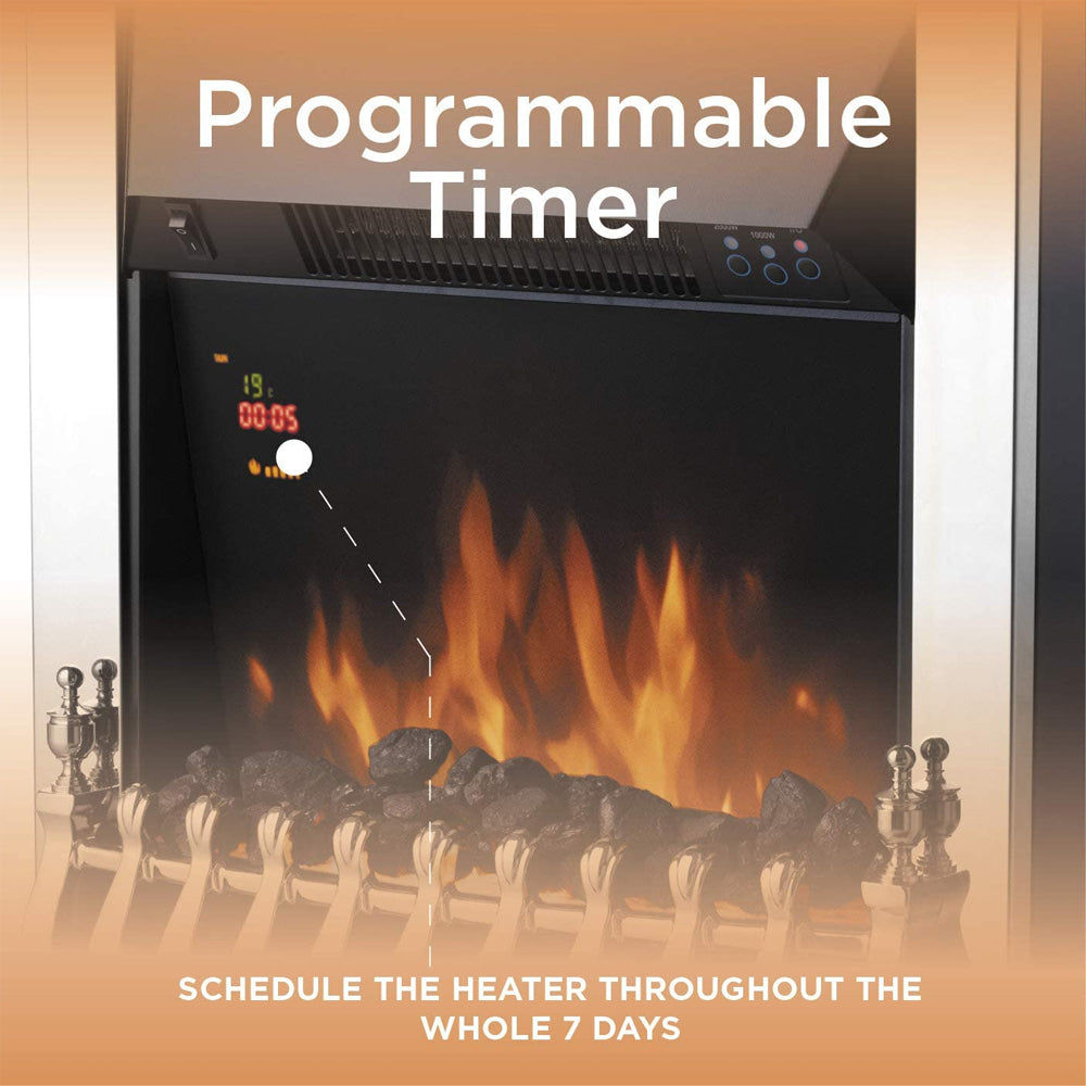 Warmlite Whitby Electric Fire Inset with Remote Control Chrome - 2kw