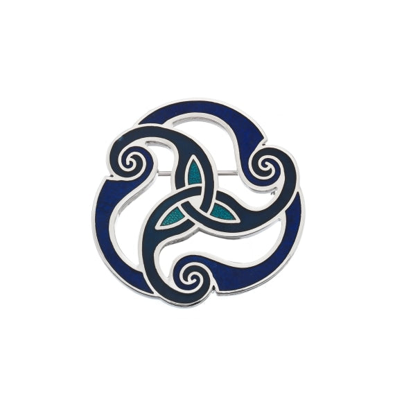 Sea Gems Celtic Triskele Brooch Blue / Turquoise - Enamel | 3138BTQ
