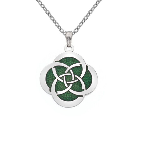 Sea Gems Celtic Circles Slim Knot Pendant Green - Enamel | 3149G