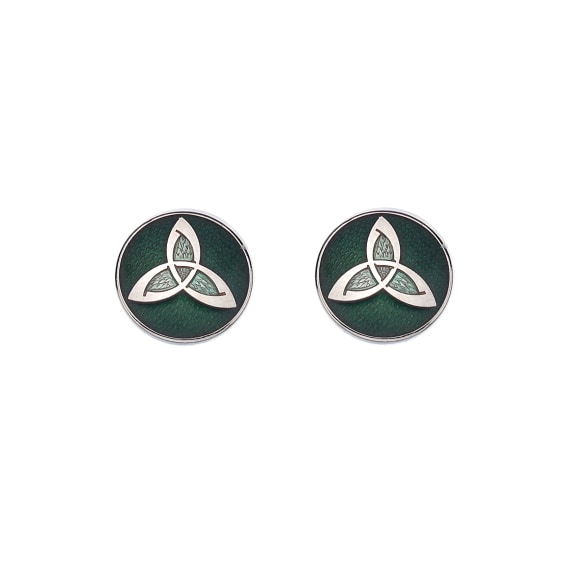 Sea Gems Celtic Trinity Knot Stud Earrings Green - Enamel | 7640G