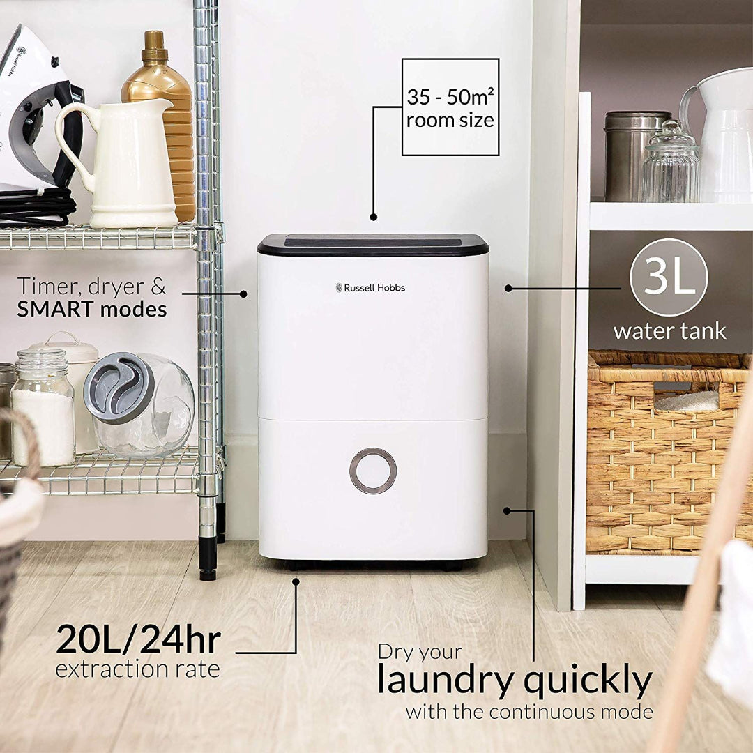 Russell Hobbs 20 Litre Dehumidifier - White | RHDH2002
