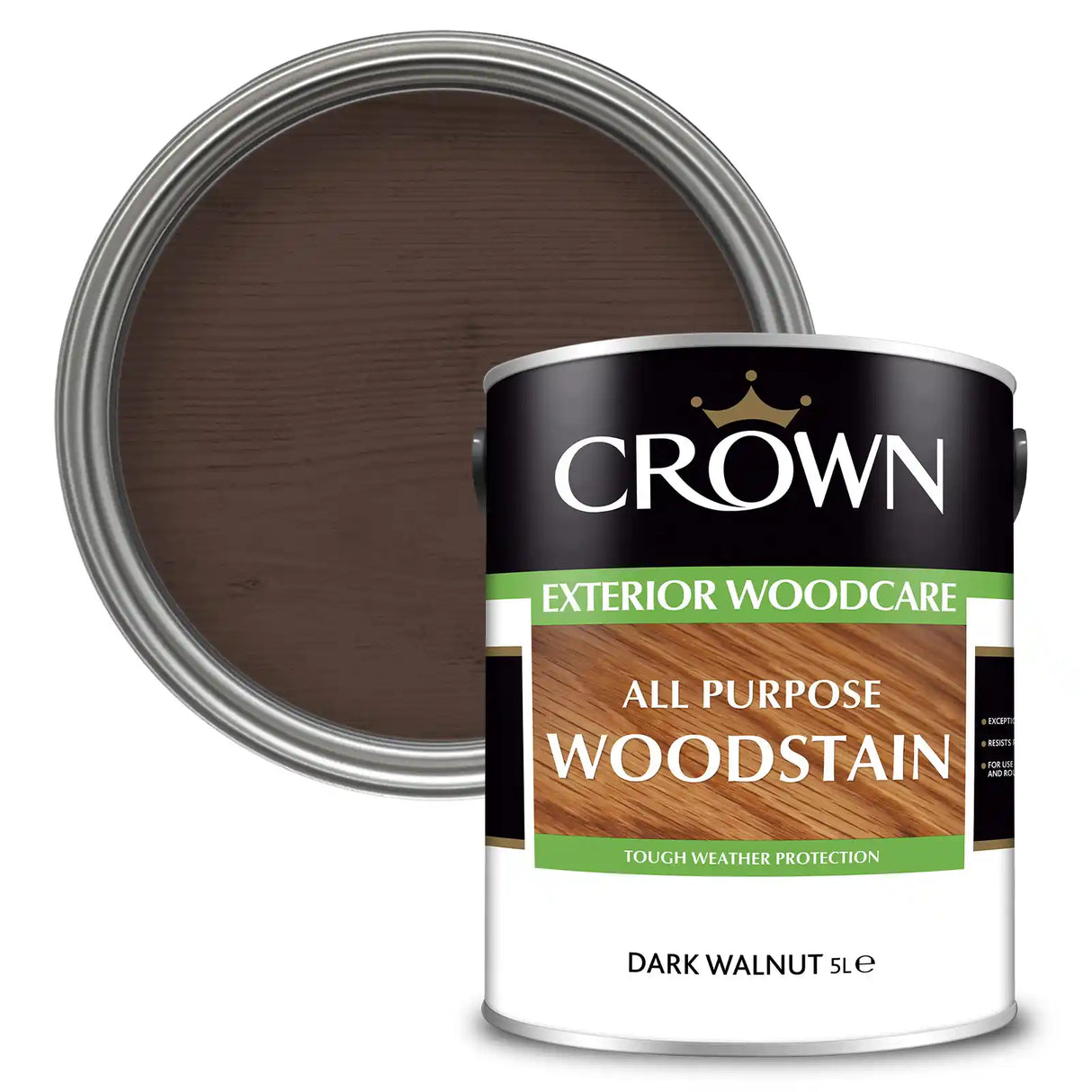 Crown Trade All Purpose Exterior Woodstain 5 Litre - Dark Walnut | 5088408