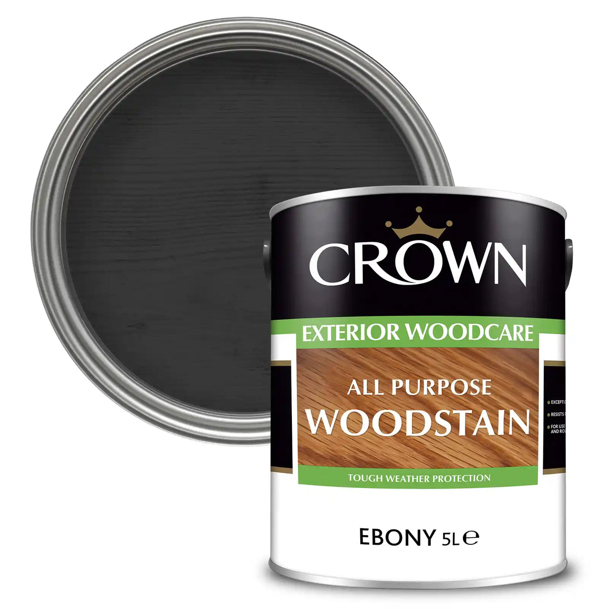 Crown Trade All Purpose Exterior Woodstain 5 Litre - Ebony | 5088411