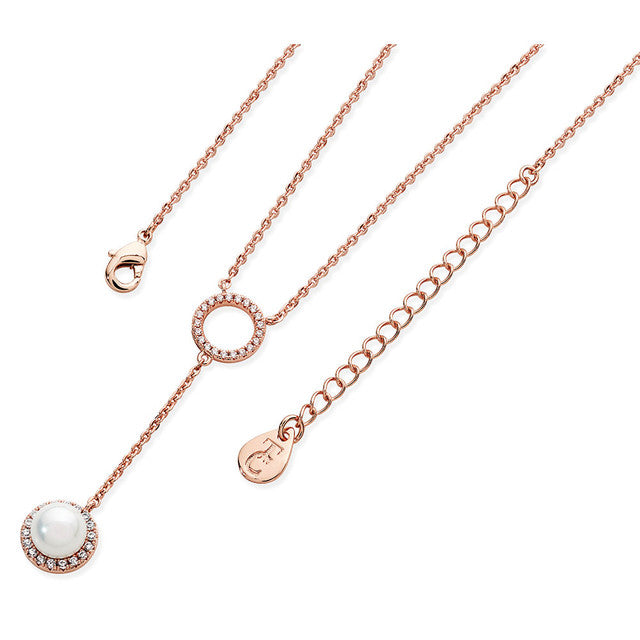 Tipperary Crystal Crystal Circle Pearl Drop Necklace - Rose Gold | 117983