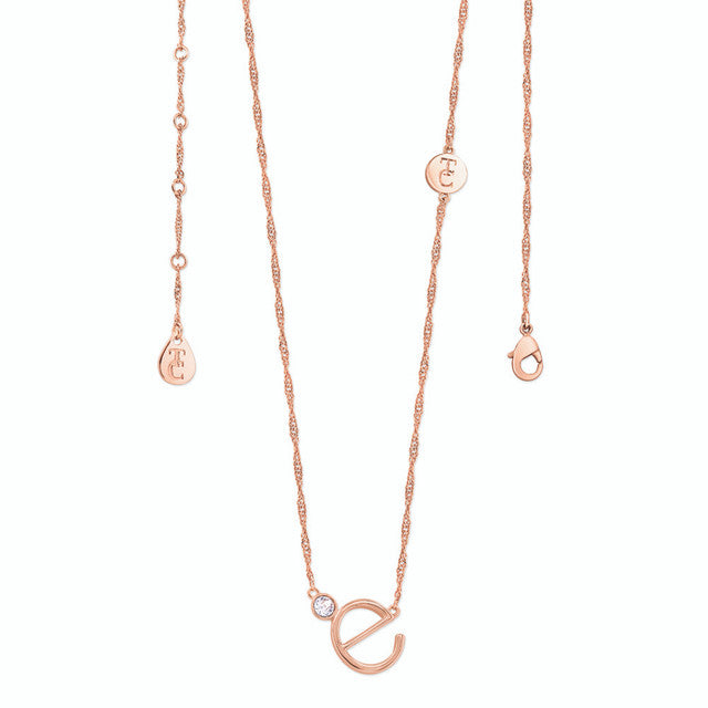 Tipperary Crystal Letter "E" Initial Necklace - Rose Gold | 141667