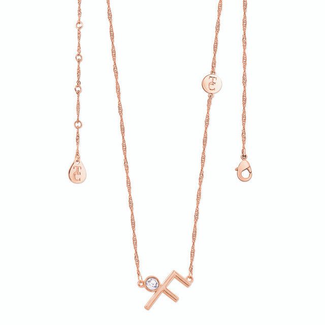 Tipperary Crystal Letter "F" Initial Necklace - Rose Gold | 141674