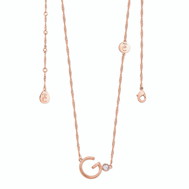 Tipperary Crystal Letter "G" Initial Necklace - Rose Gold | 141681