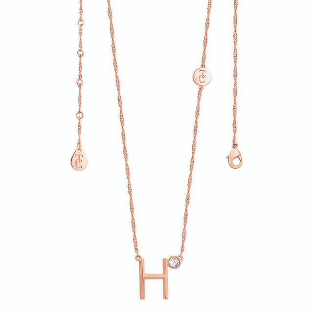 Tipperary Crystal Letter "H" Initial Necklace - Rose Gold | 141698