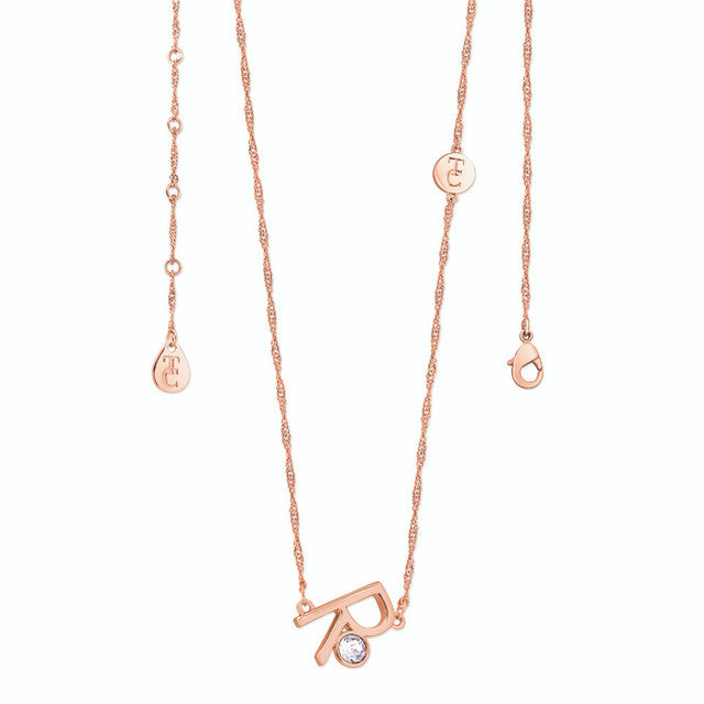 Tipperary Crystal Letter "R" Initial Necklace - Rose Gold | 141780