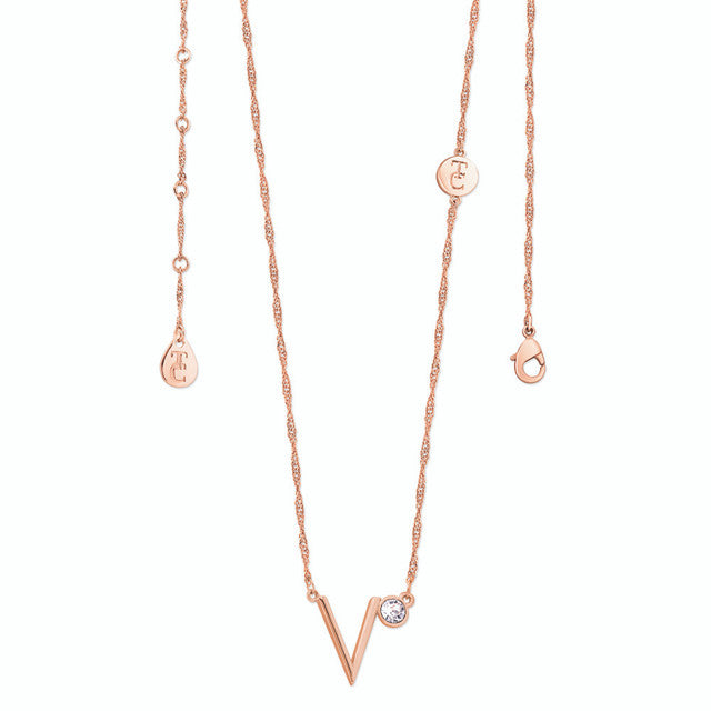 Tipperary Crystal Letter "V" Initial Necklace - Rose Gold | 141810