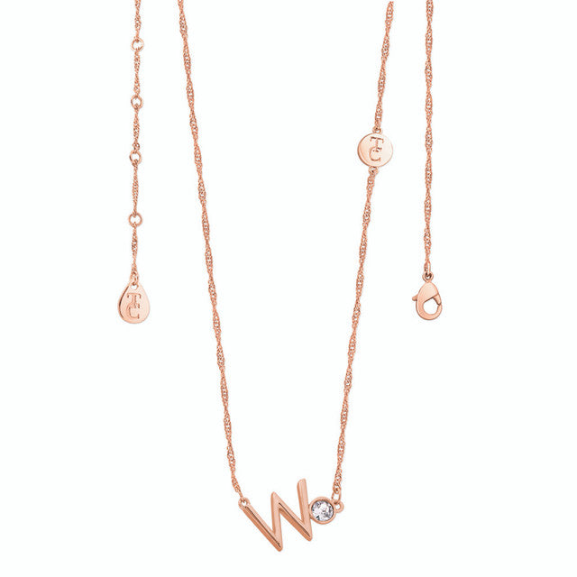 Tipperary Crystal Letter "W" Initial Necklace - Rose Gold | 141827