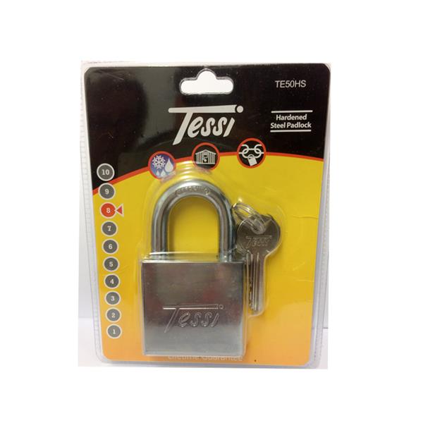 Tessi 50mm Hardened Steel Padlock - Chrome | Heavy Duty