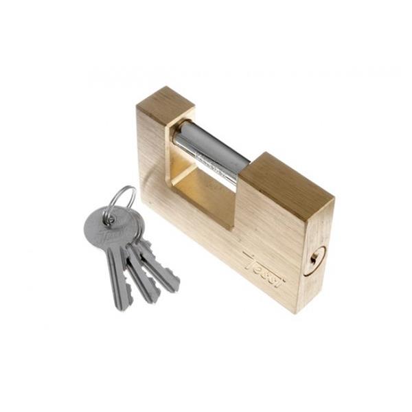 Tessi 70mm Rectangular Brass Shutter Padlock | Roller Door