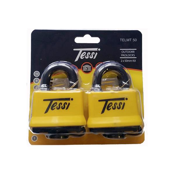 Tessi 50mm Laminated Steel Padlocks 2 Pack | Keyed Alike