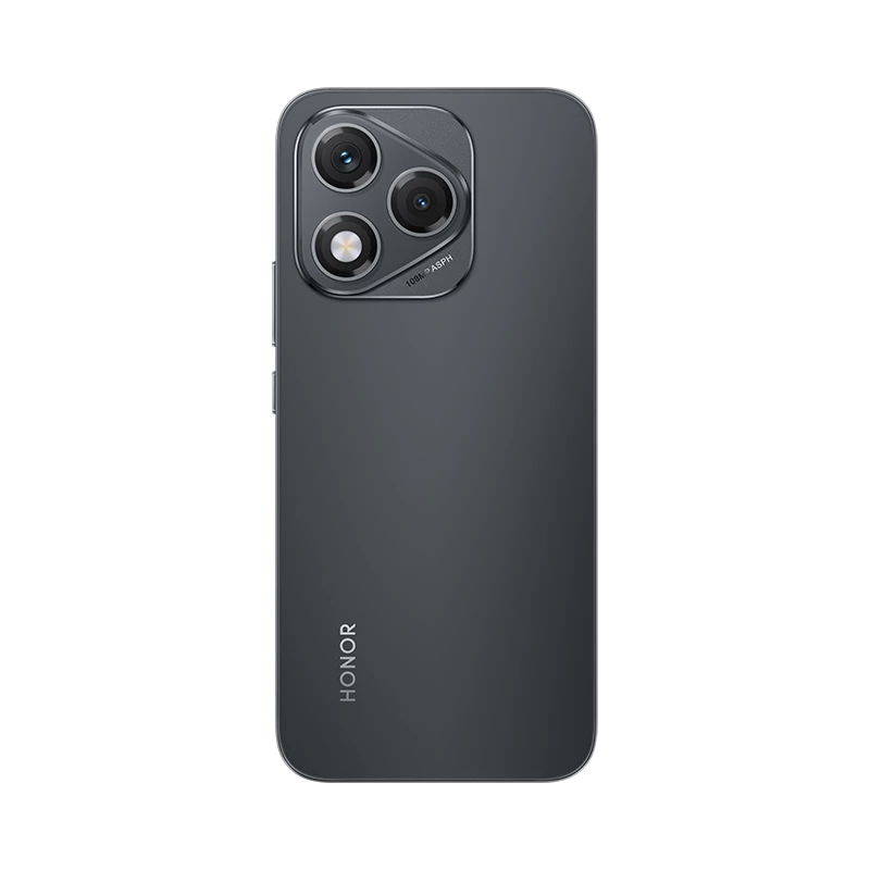 Honor Magic 6 Lite 5G smartphone in Velvet Black showing rear camera module with triple lens setup and flash, displayed against white background