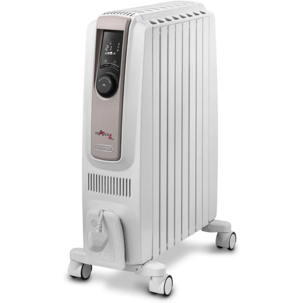 Delonghi Dragan 4 2kw Oil Filled Radiator with Electronic Timer - White | TRDSX40820E.WB
