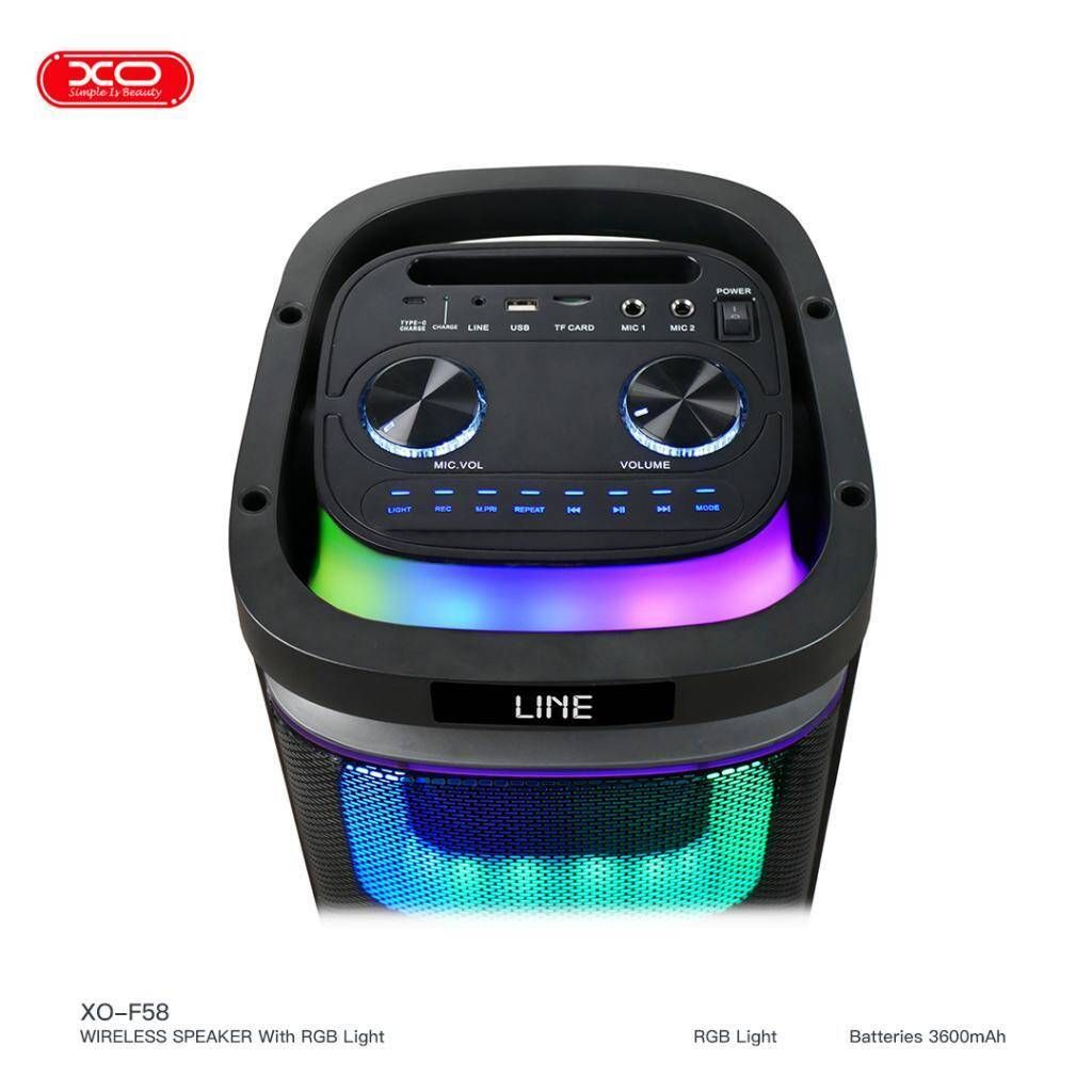 XO F58 Wireless Outdoor Party Bluetooth Speaker with RGB Light - Black | EXSXO-F58